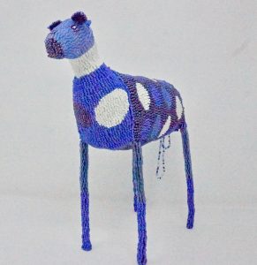 Powder Blue And White Beaded Horse - 
